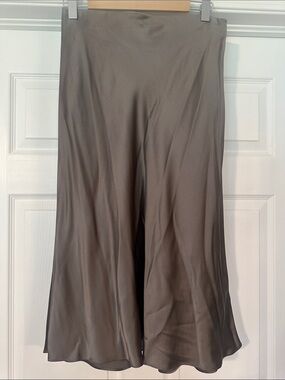 Quince 100% Washable Silk Midi Skirt — Grey — M